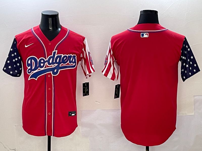 Men Los Angeles Dodgers Blank Red a generation of national flags Joint name 2025 Nike MLB Jersey style 1